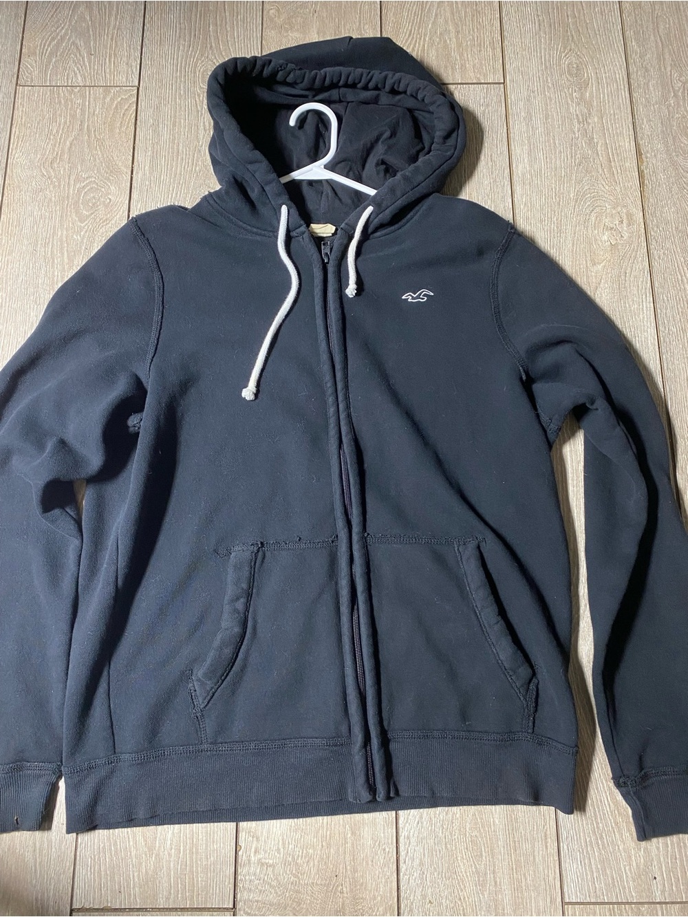Vintage Y2K Hollister Navy Blue Full Zip Up Hoodie Sweatshirt Preppy Casual XL